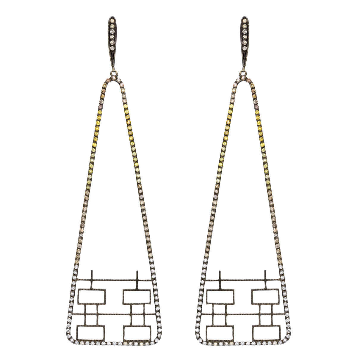 DIAMOND EARRINGS K18 BLACKENED GOLD