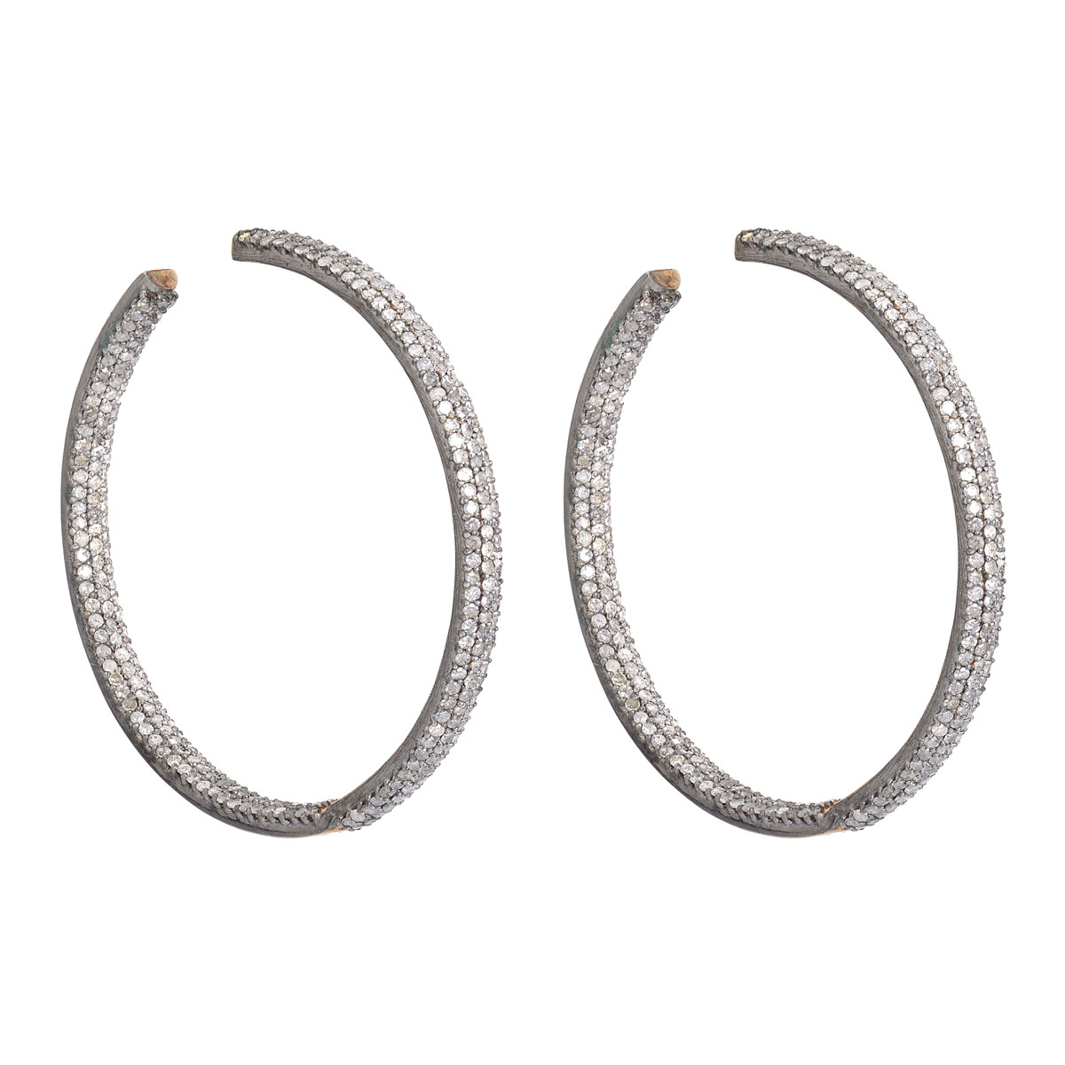 DIAMOND HOOP EARRINGS 925 STERLING SILVER