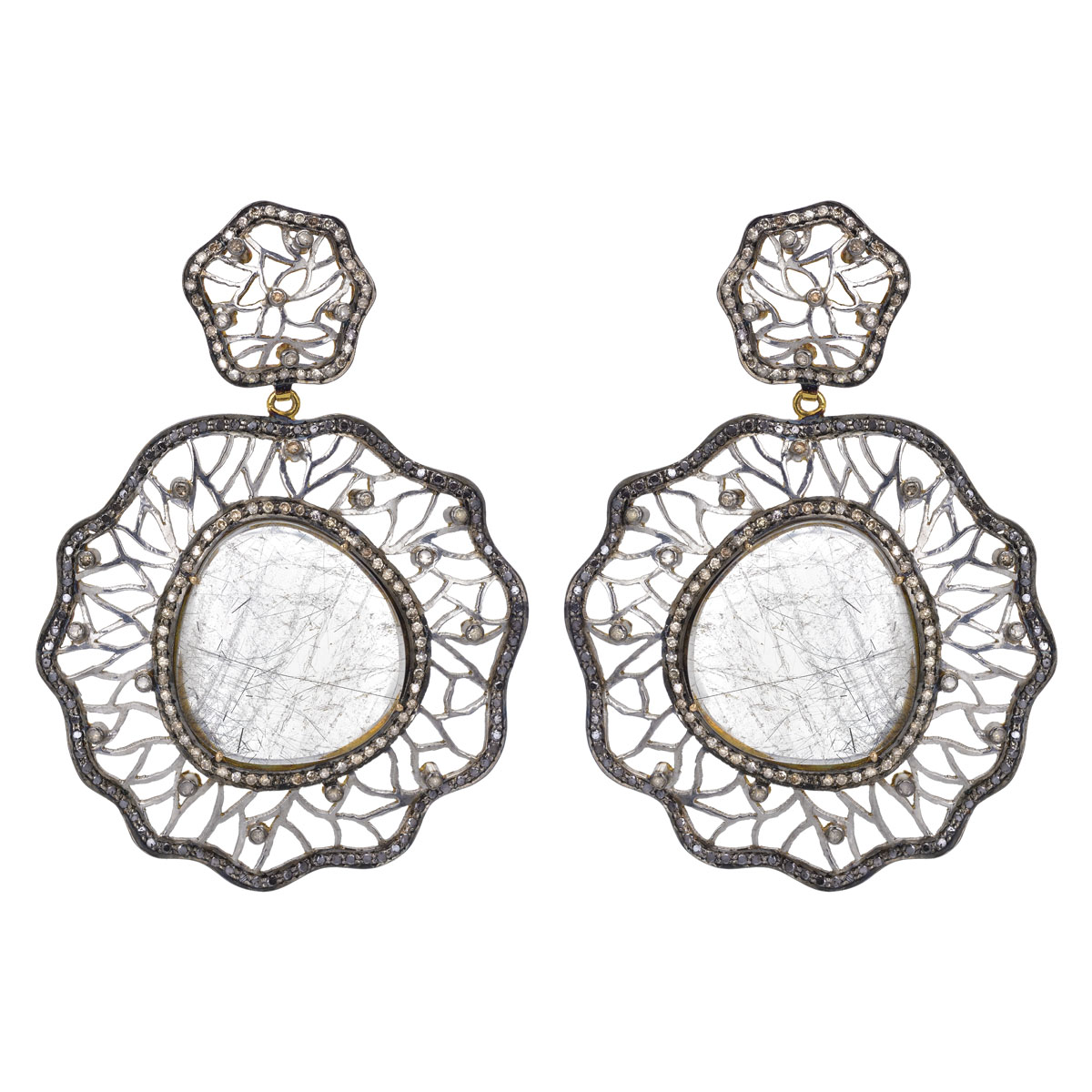 DIAMOND EARRINGS 925 STERLING SILVER