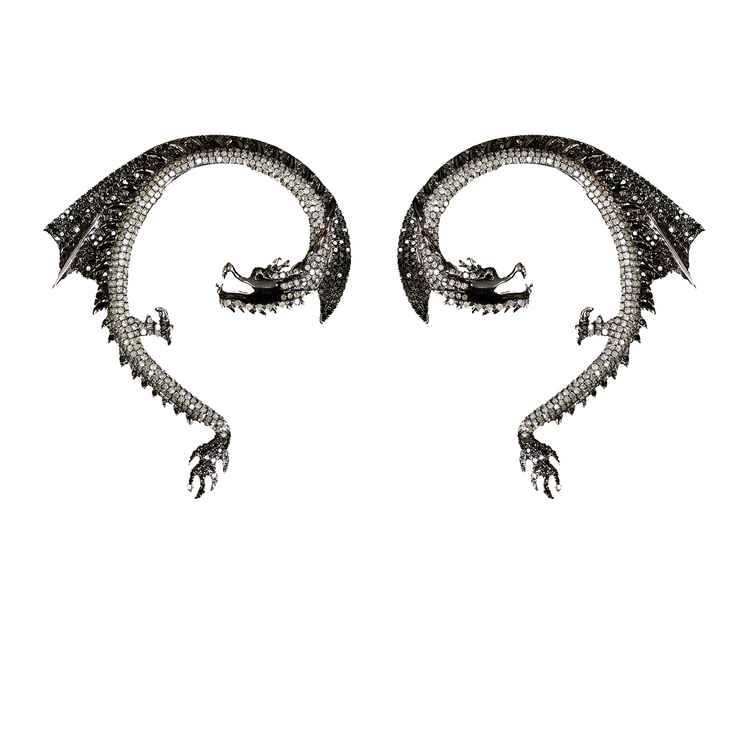 DIAMOND EARRINGS BLACKENED SILVER