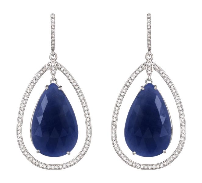 DIAMOND EARRINGS WITH SAPPHIRES 18K WHITE GOLD