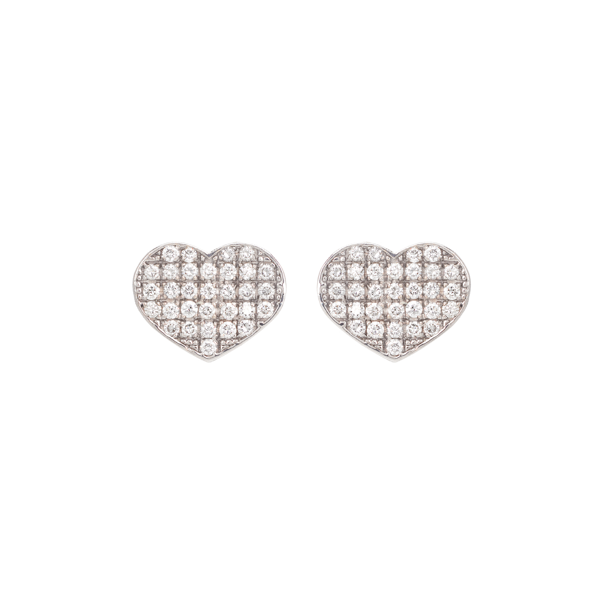 WHITE GOLD HEART EARRINGS K18 WITH DIAMONDS