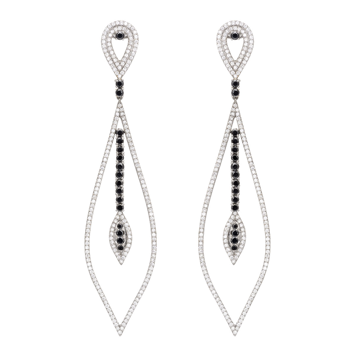 K18 WHITE GOLD WHITE AND BLACK DIAMOND EARRINGS