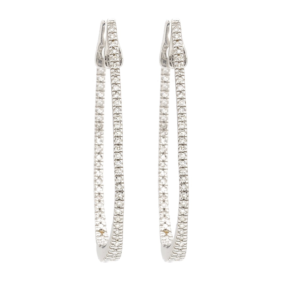 WHITE GOLD HOOPS WITH DIAMONDS K14