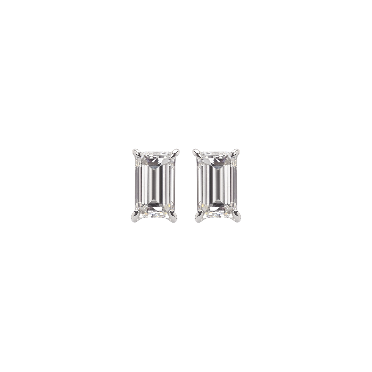 18K SOLITAIRE EARRINGS WITH EMERALD CUT DIAMOND & GIA CERTIFICATE