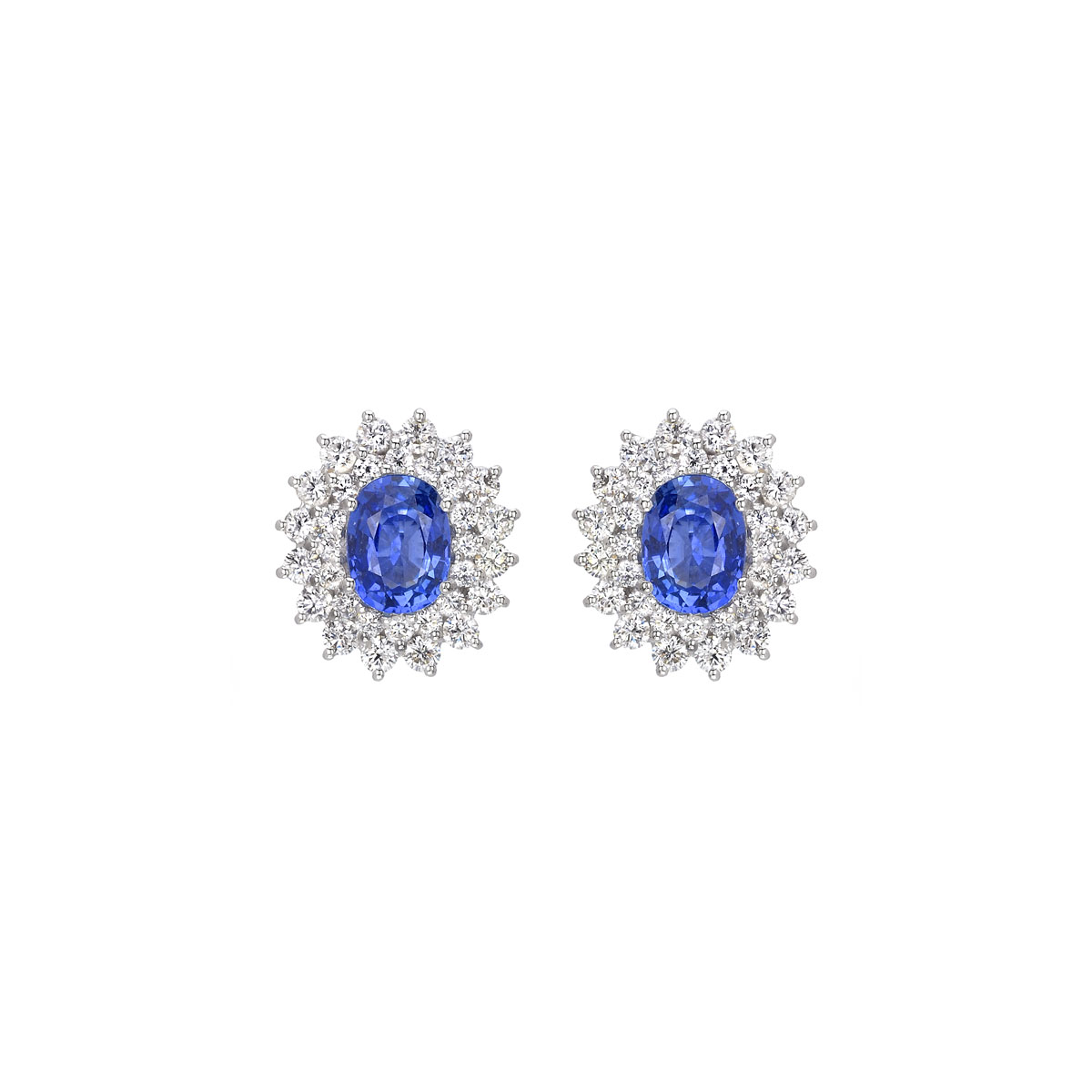 DIAMOND EARRINGS WITH SAPPHIRES K18 WHITE GOLD