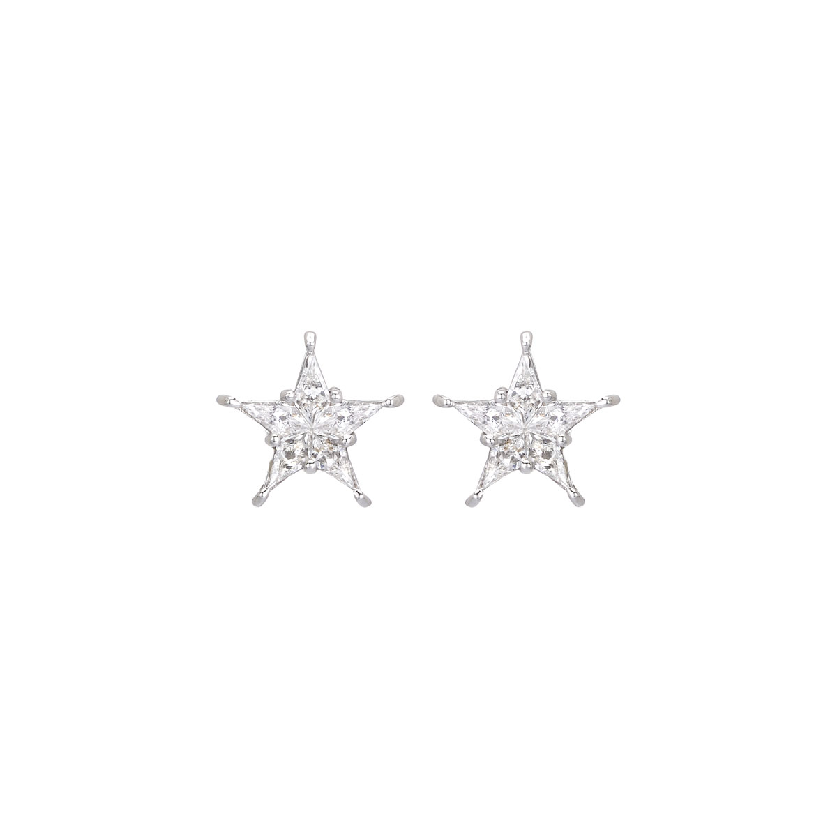 STAR DIAMOND EARRINGS K18 WHITE GOLD