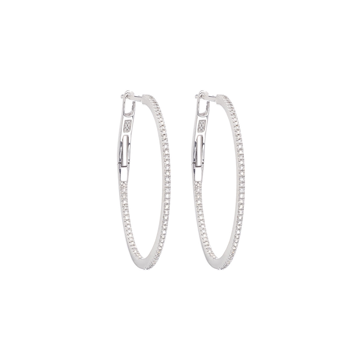 HOOP DIAMOND EARRINGS 18K WHITE GOLD