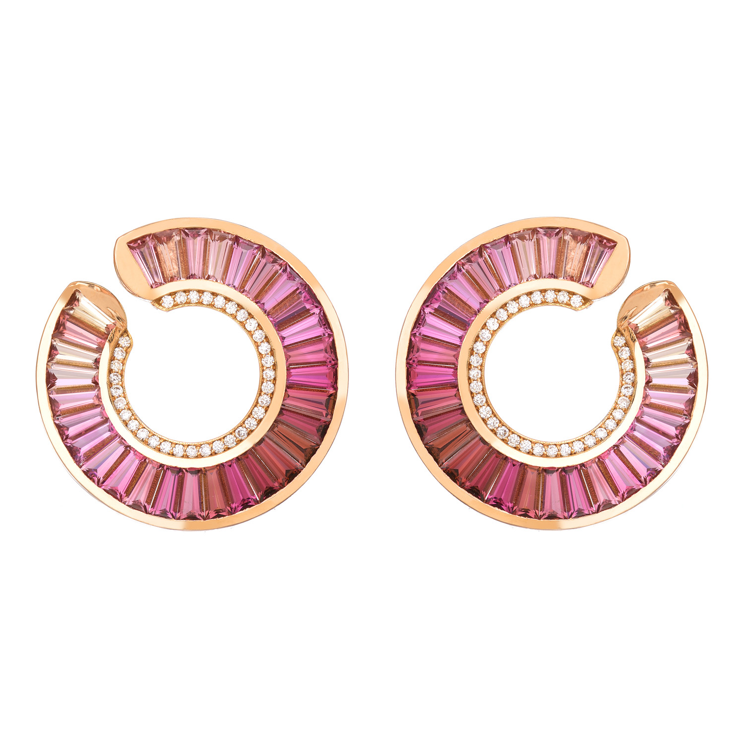 DIAMOND EARRINGS WITH TOURMALINES 18K ROSE GOLD