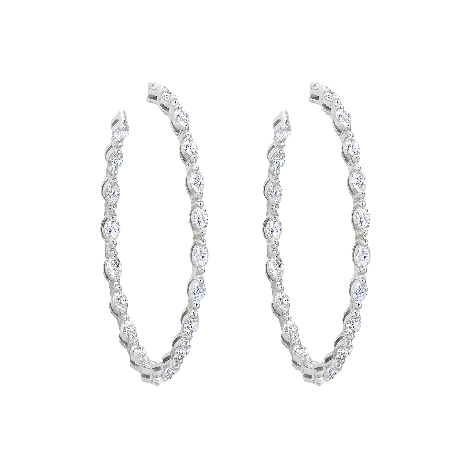 HOOP DIAMOND EARRINGS 18K WHITE GOLD