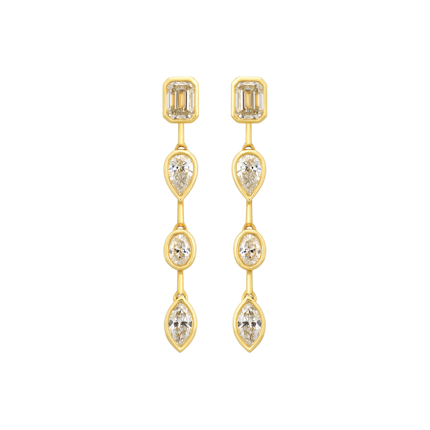 ΣΚΟΥΛΑΡΙΚΙΑ ΧΡΥΣΑ Κ18 ΜΕ OVAL, MARQUISE,EMERALD CUT & PEAR ΜΠΡΙΓΙΑΝ