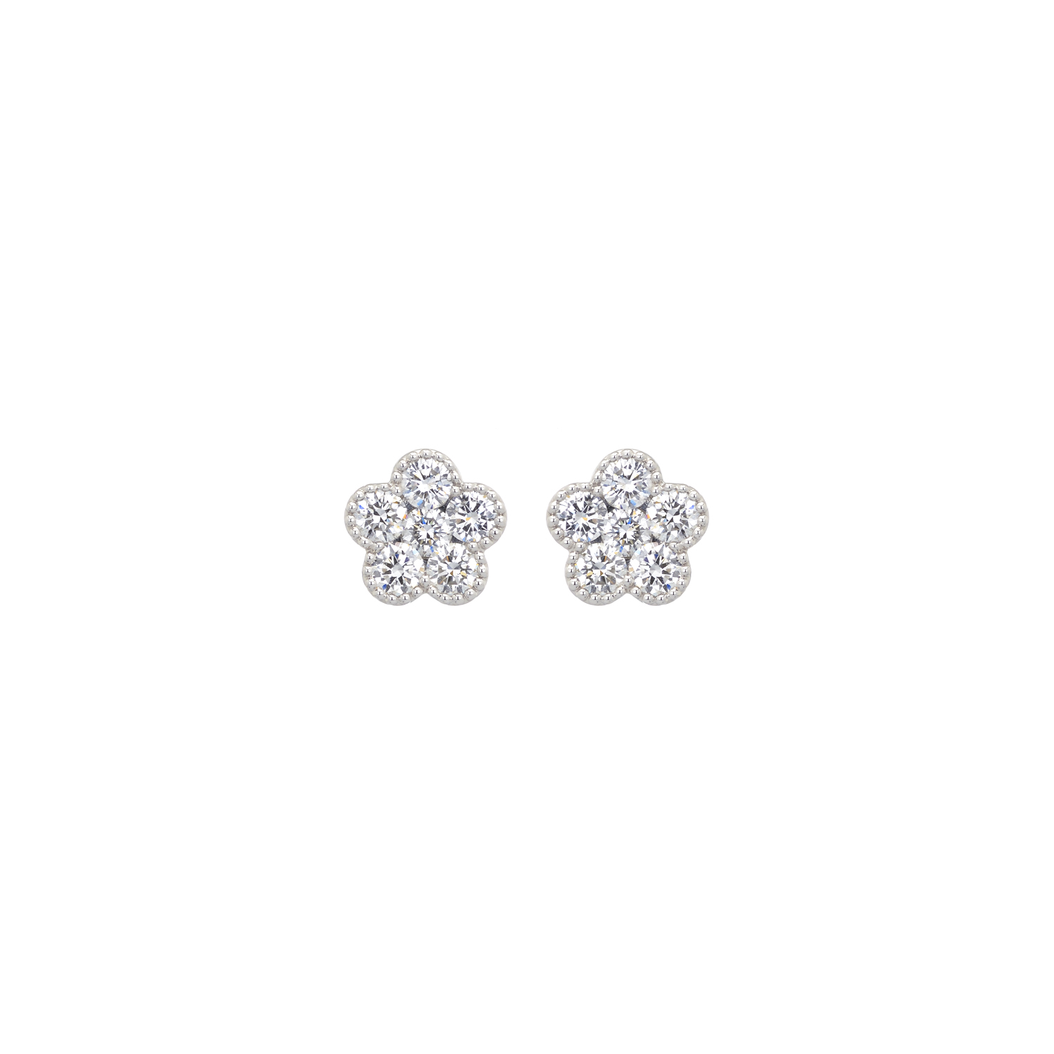 18K WHITE GOLD STUD EARRINGS IN A FLOWER SHAPE