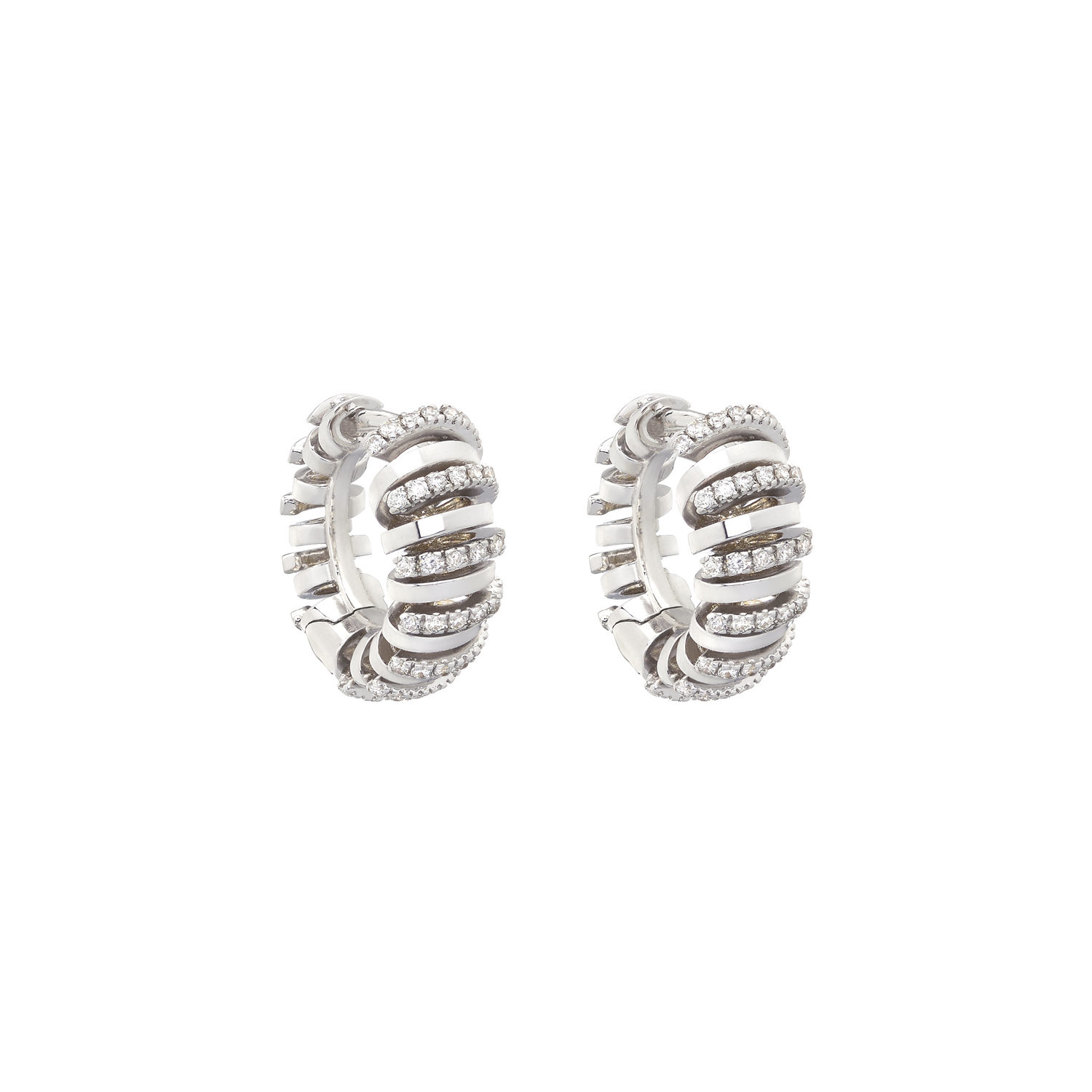 K18 WHITE GOLD HOOP EARRINGS WITH DIAMONDS