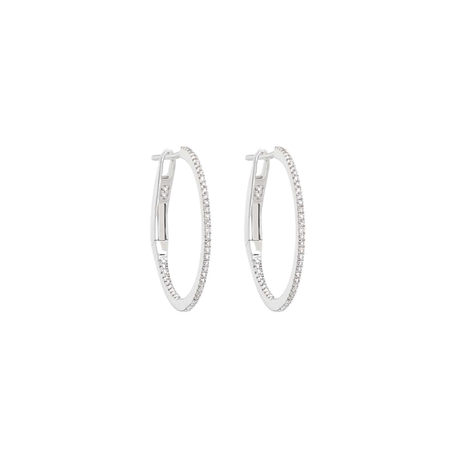 EARRINGS HOOP IN 18K WHITE GOLD WITH DIAMONDS