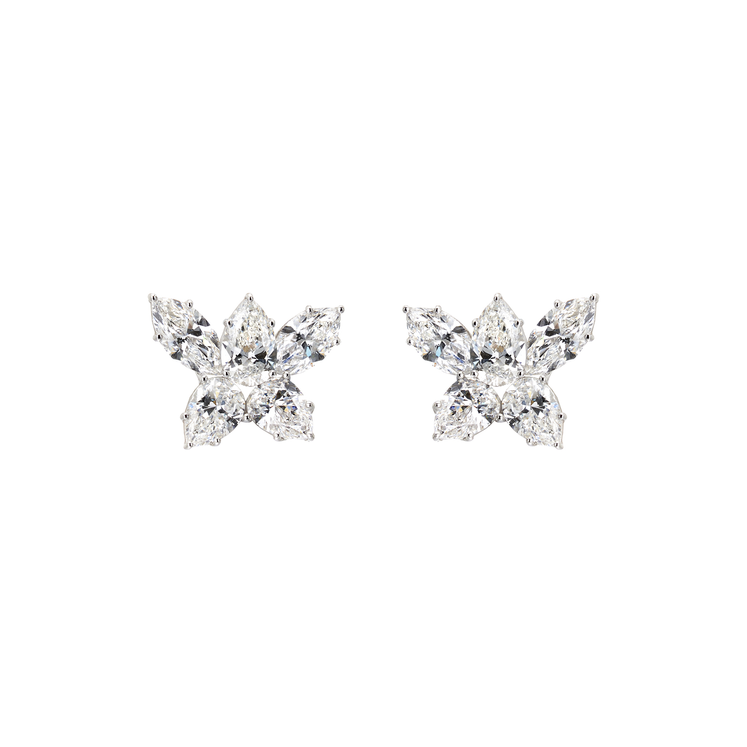 EARRINGS IN 18K WHITE GOLD WITH MARQUISE AND PEAR BRILLIANT DIAMONDS WITH GIA CERTIFICATION