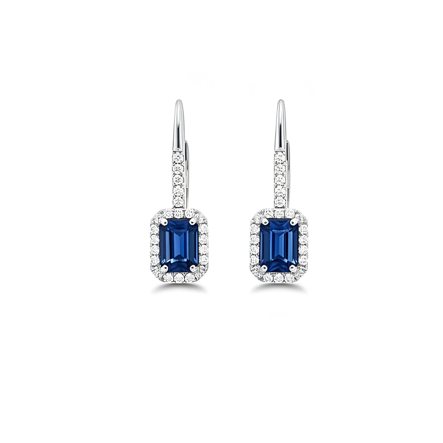 K18 WHITE GOLD EARRINGS WITH DIAMONDS AND SAPPHIRES