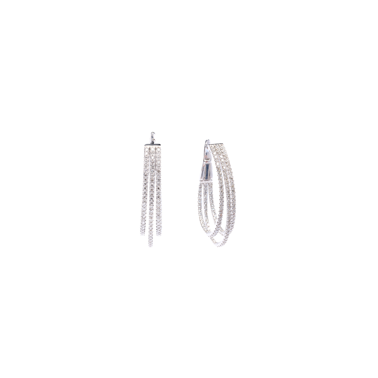WHITE GOLD K18 DANGLE EARRINGS WITH DIAMONDS