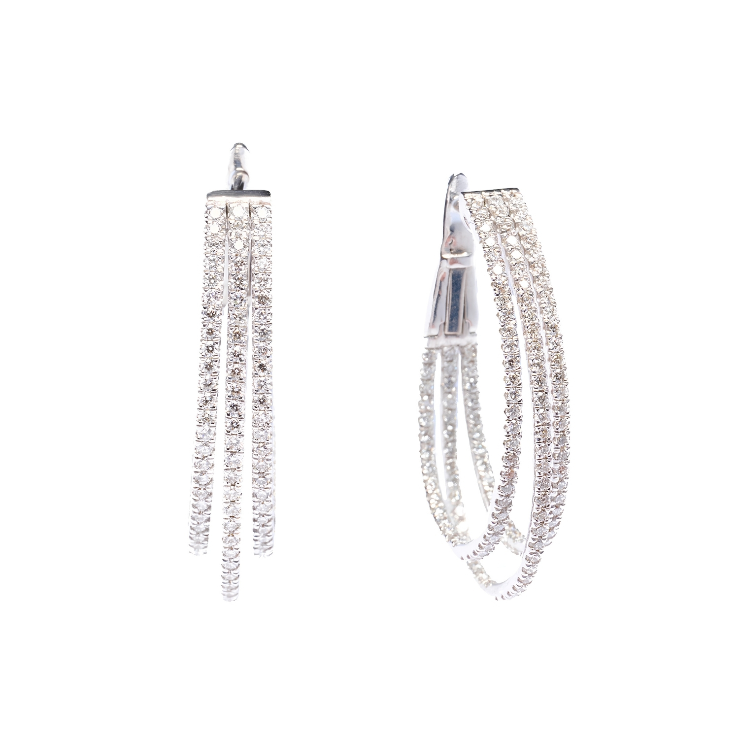 WHITE GOLD K18 DANGLE EARRINGS WITH DIAMONDS
