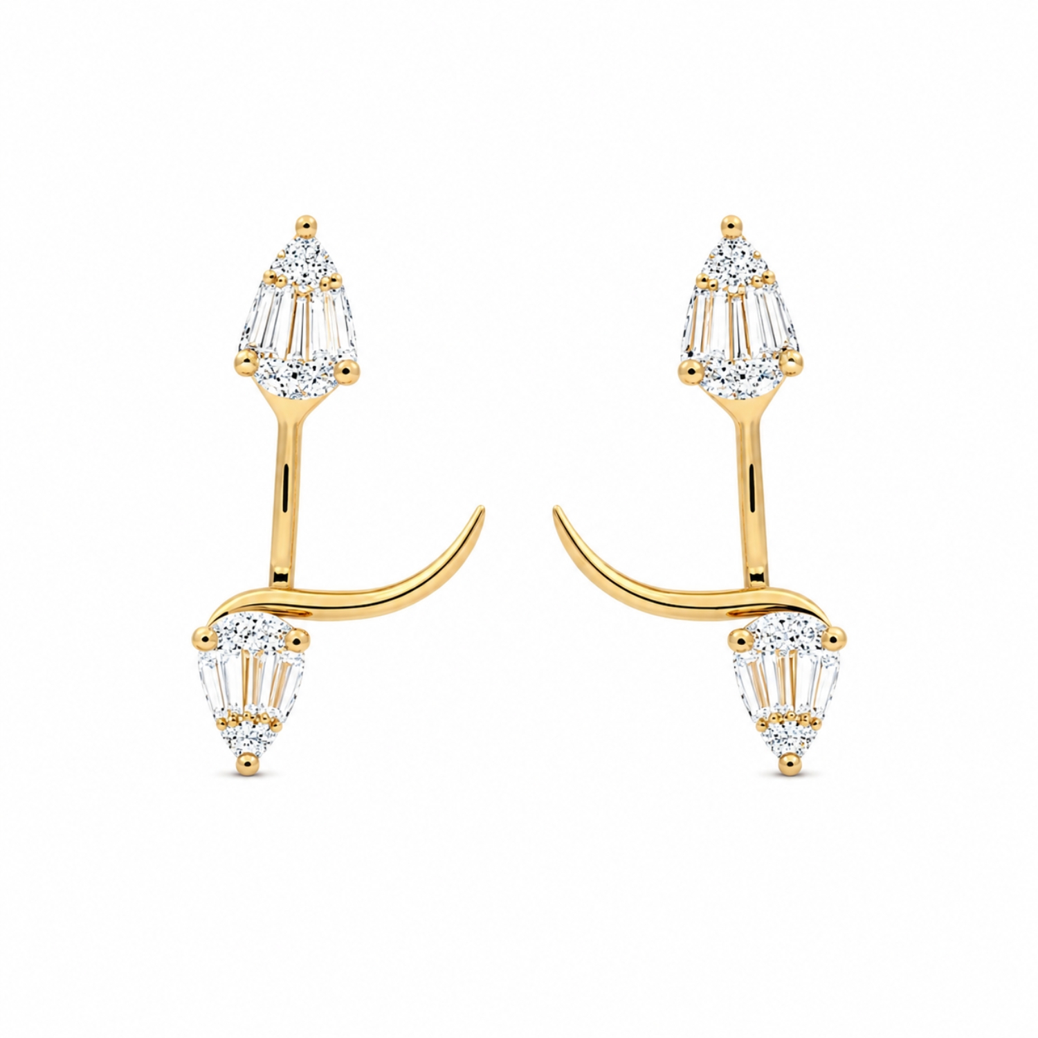 K18 GOLD EARRINGS WITH BAGUETTE DIAMONDS