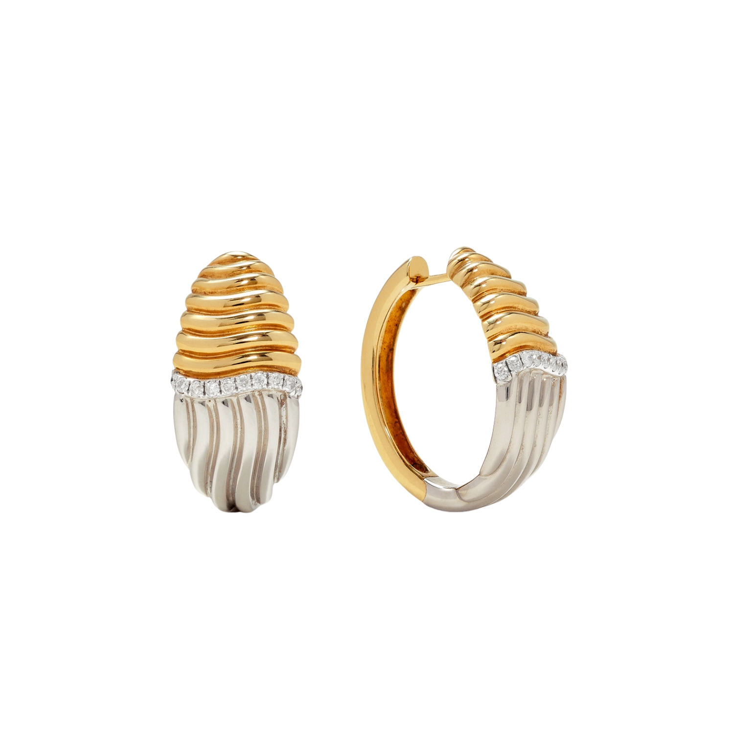 YVONNE LEON TWO-TONE WAVE HOOP EARRINGS BERLINGOT