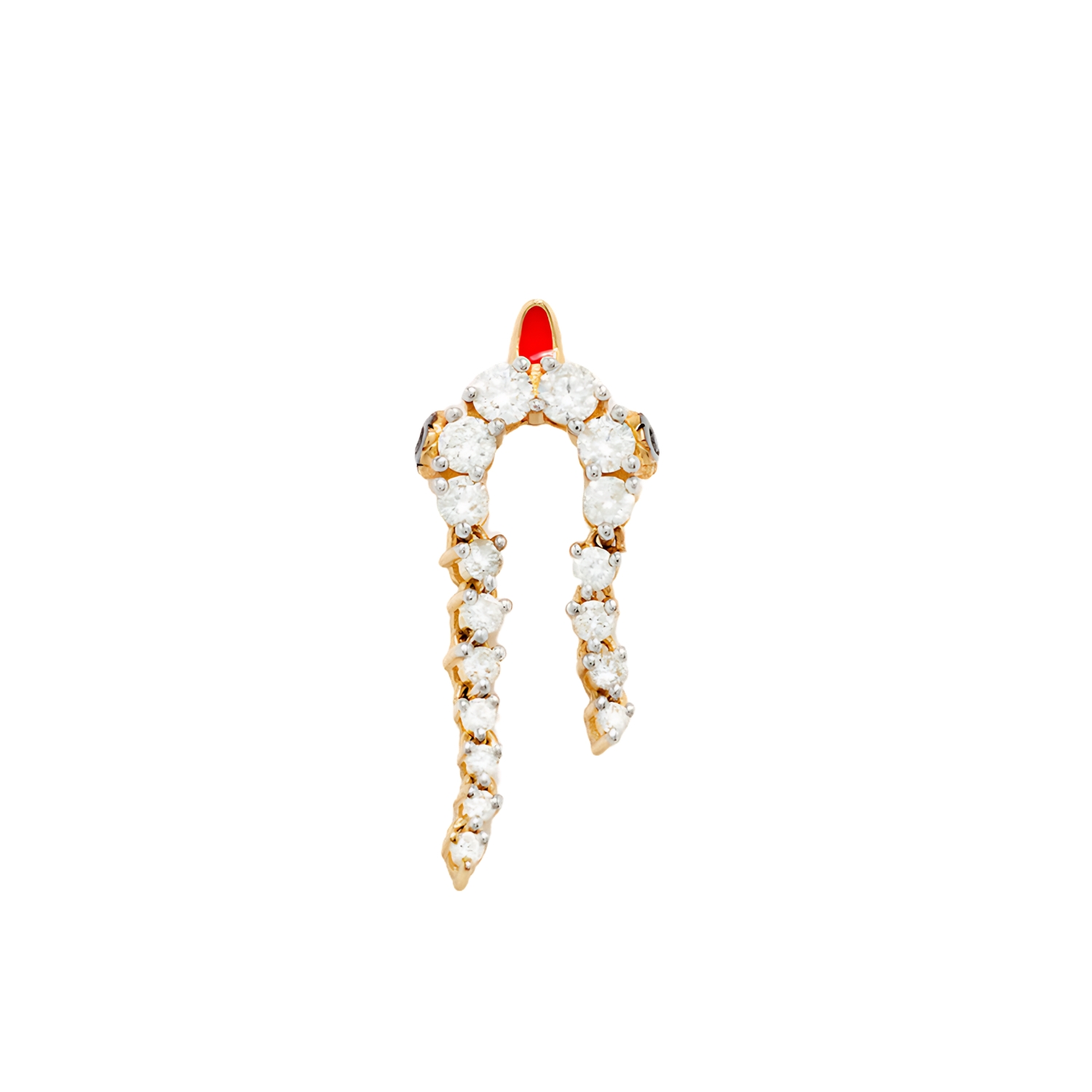 YVONNE LEON MINI MONO PYTHON EARRING WITH BLACK, WHITE BRIAN AND RED ENAMEL