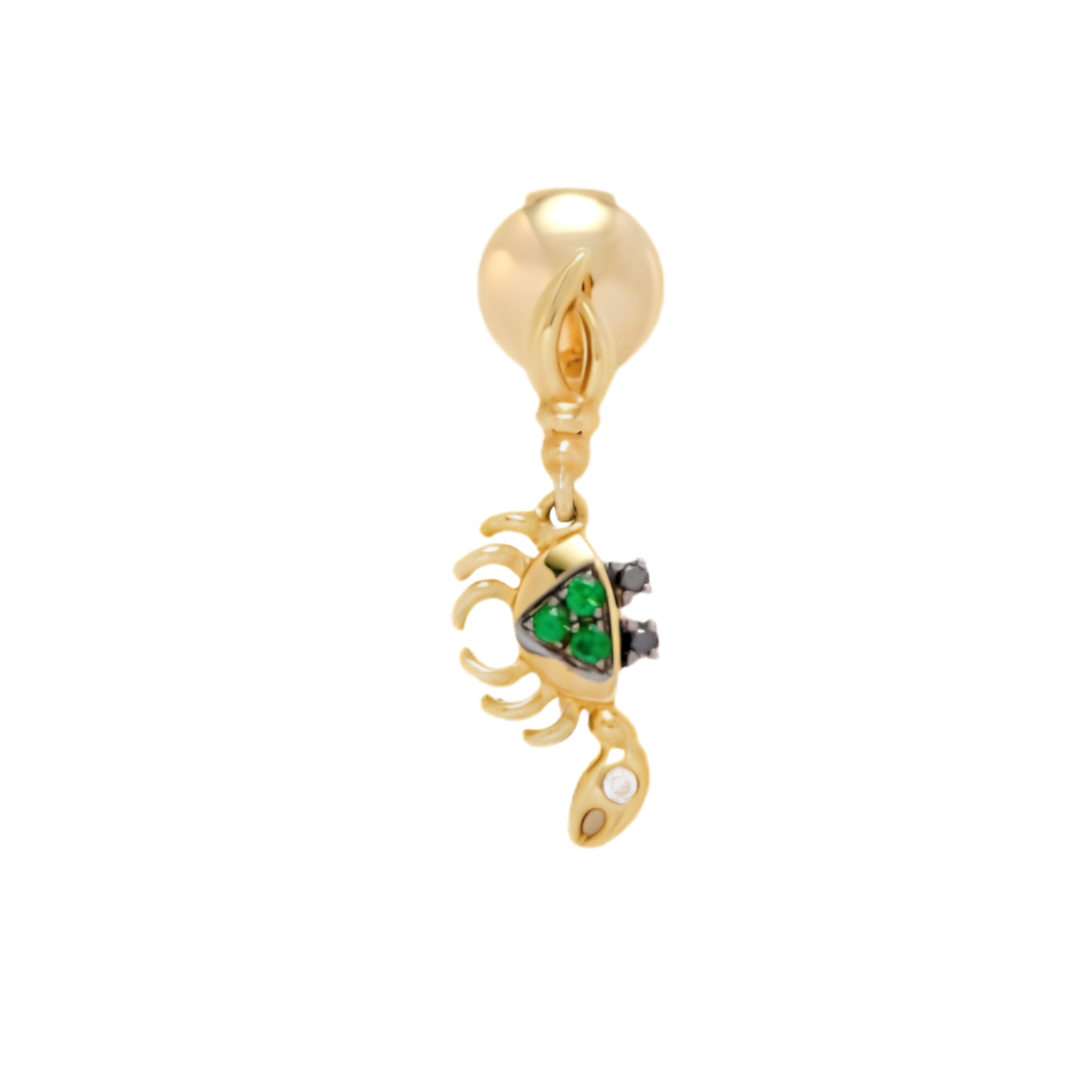 YVONNE LEON MINI SINGLE CRAB EARRING WITH WHITE, BLACK DIAMONDS AND TSAVORITES