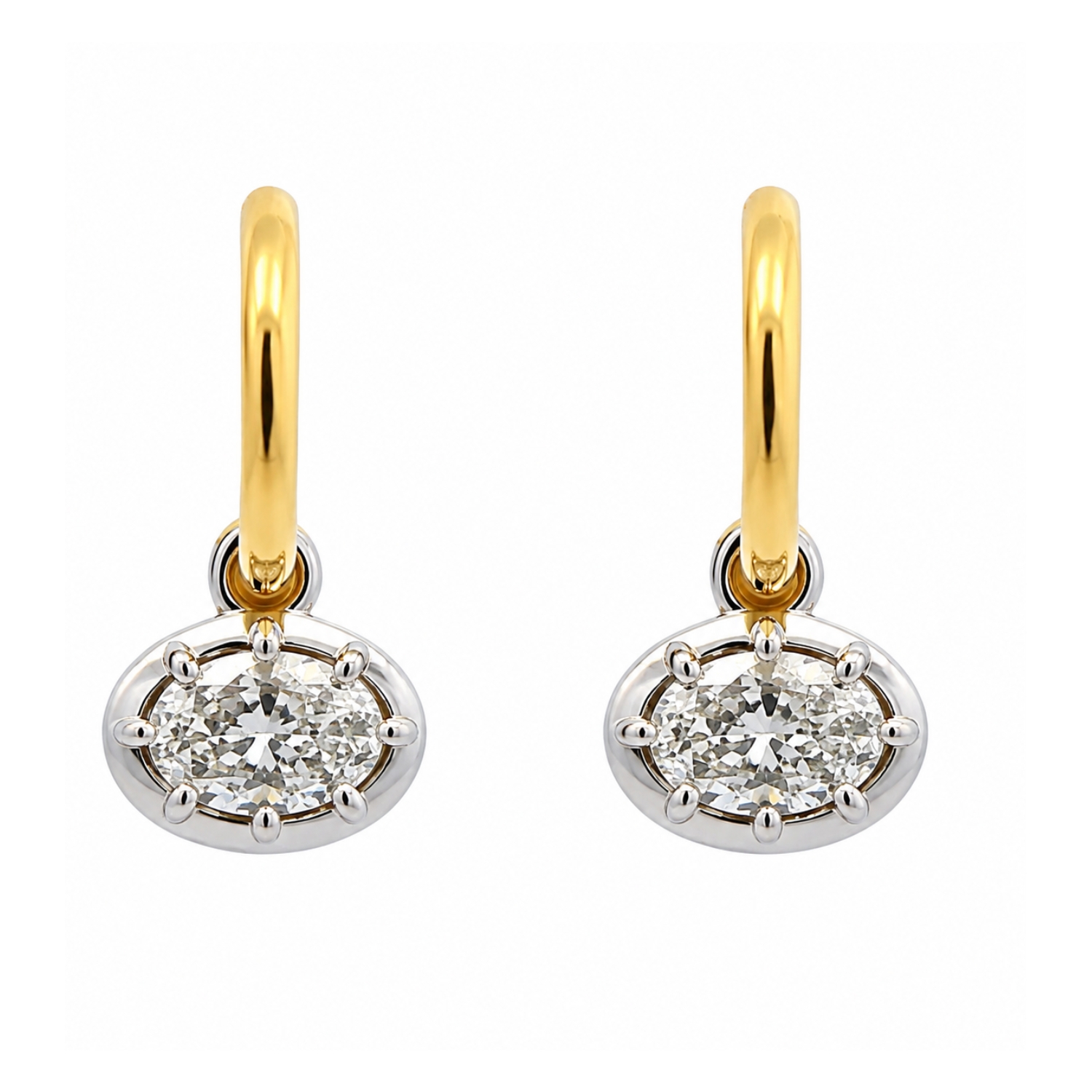 18K GOLD EARRINGS WITH OVAL CUT DIAMONDS AND GIA CERTIFICATES