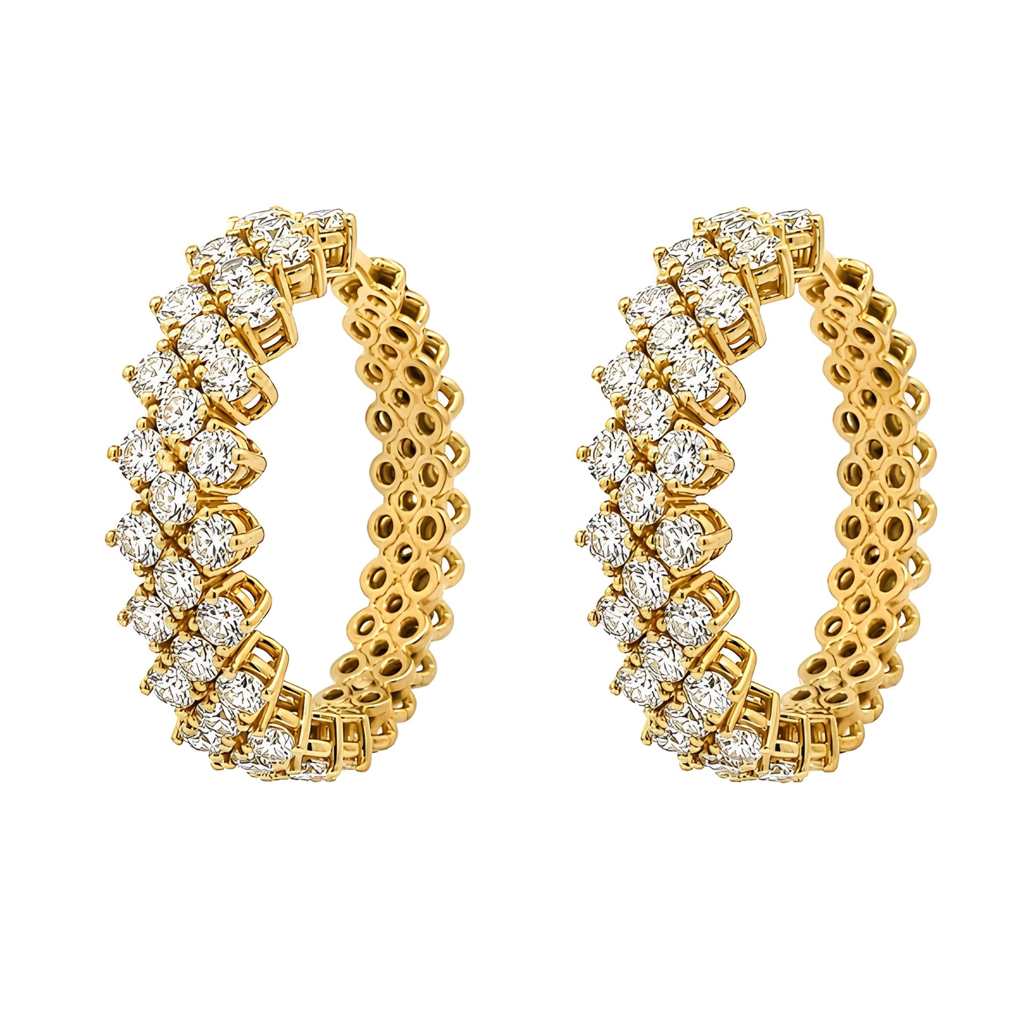 18K GOLD HOOP EARRINGS WITH DIAMONDS