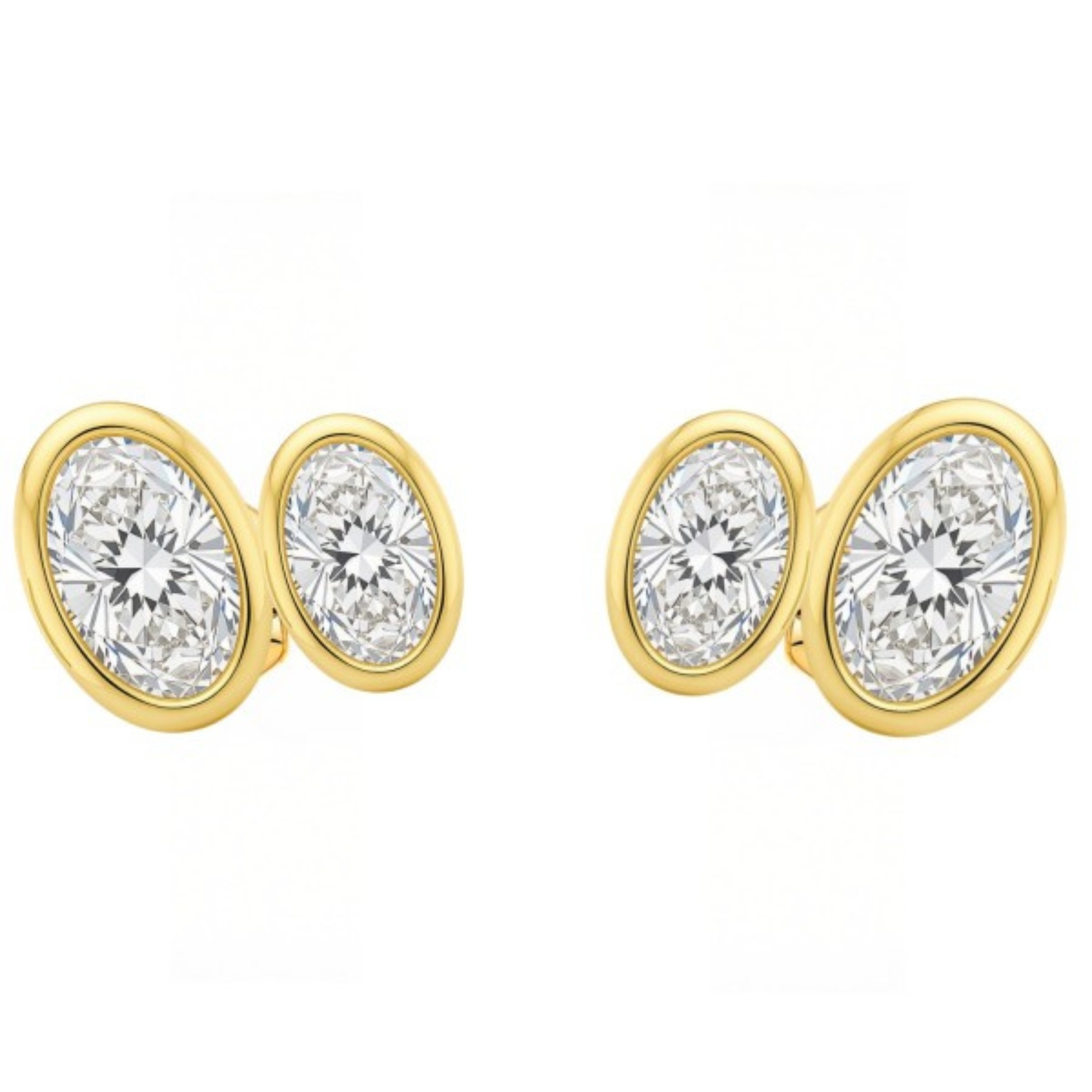 18K GOLD EARRINGS WITH OVAL BRILLIANT-CUT DIAMONDS