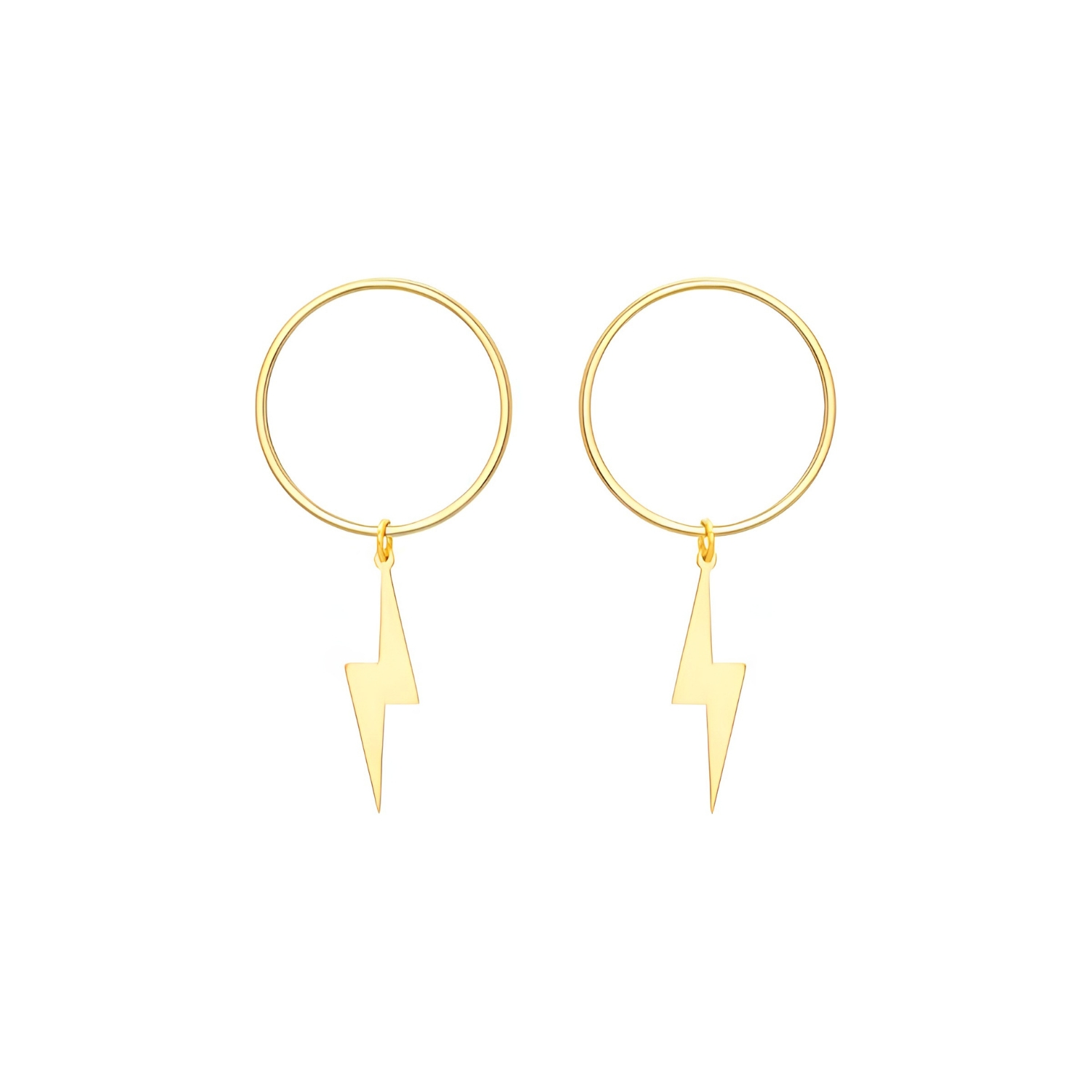 GOLD HOOP EARRINGS WITH ΤHUNDER