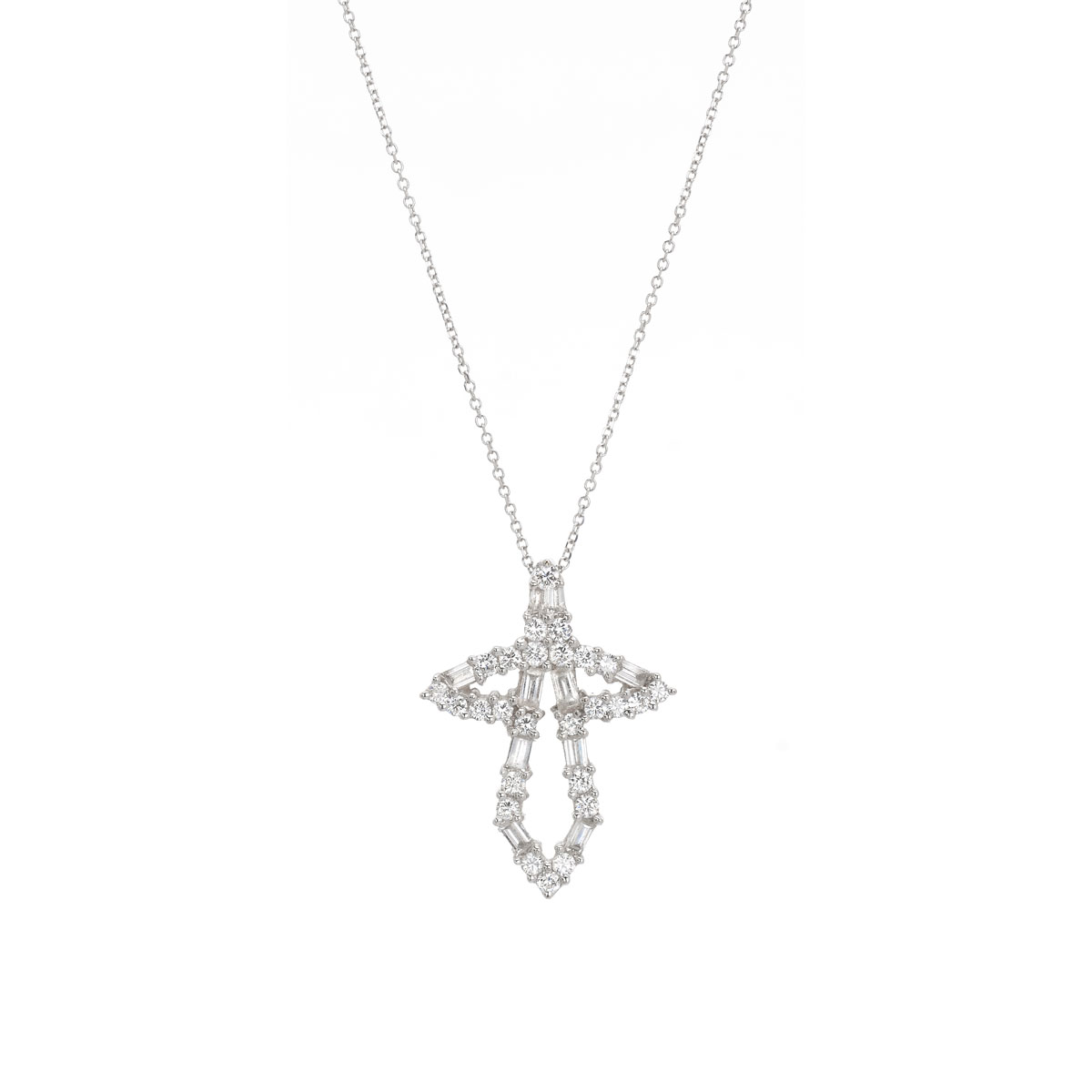 DIAMOND CROSS WITH CHAIN WHITE GOLD