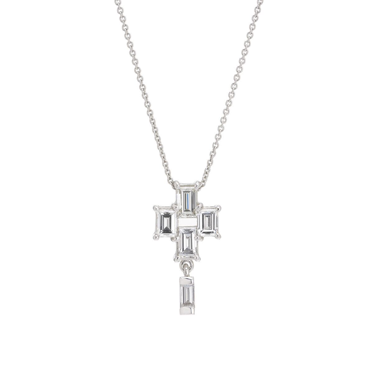 DIAMOND CROSS WITH CHAIN WHITE GOLD