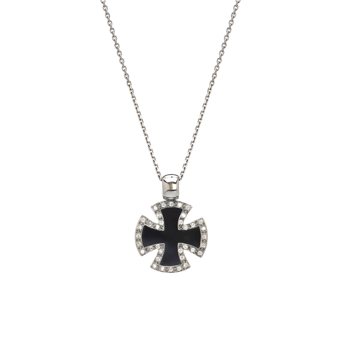 DIAMOND CROSS WITH CHAIN BLACKENED GOLD