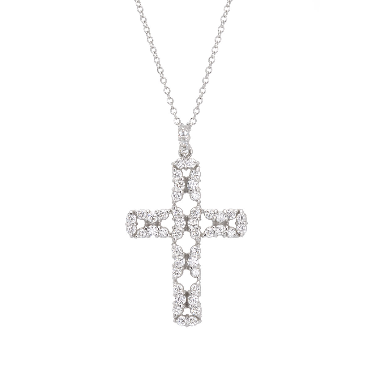 DIAMOND CROSS WITH CHAIN K18 WHITE GOLD