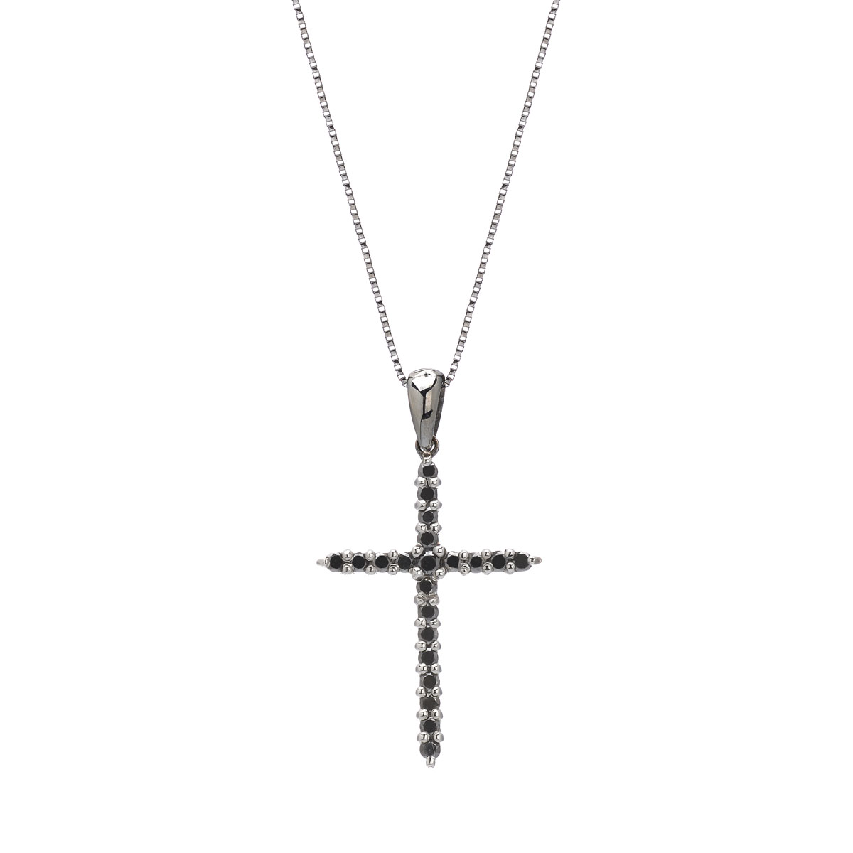 BLACK DIAMOND CROSS WITH CHAIN BLACKENED GOLD
