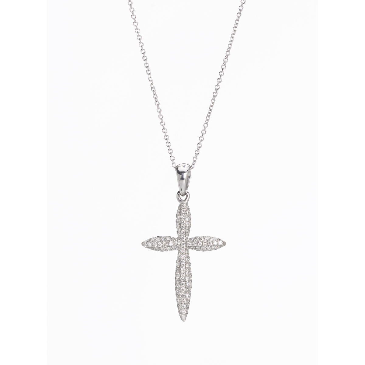 WHITE GOLD CROSS K18 WITH DIAMONDS
