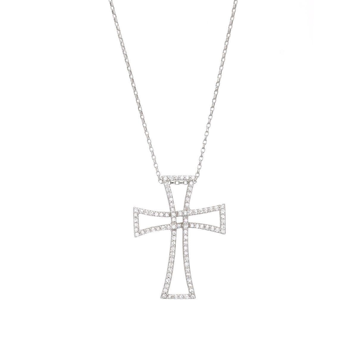 DIAMOND CROSS WITH CHAIN K18 WHITE GOLD