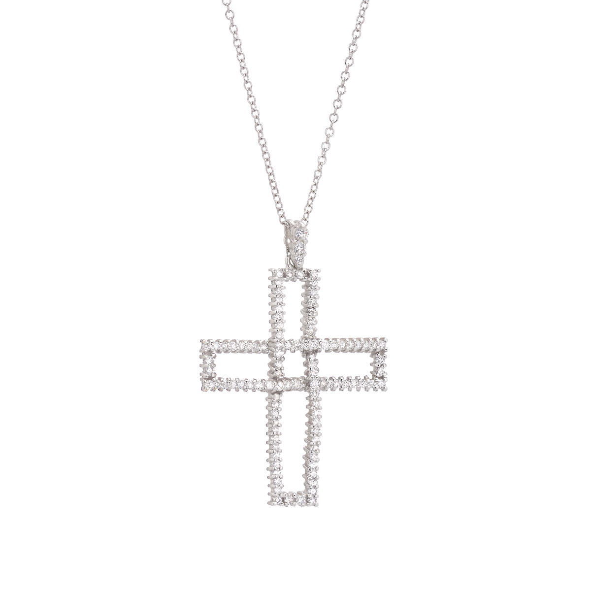 K18 WHITE GOLD DIAMOND CROSS WITH CHAIN
