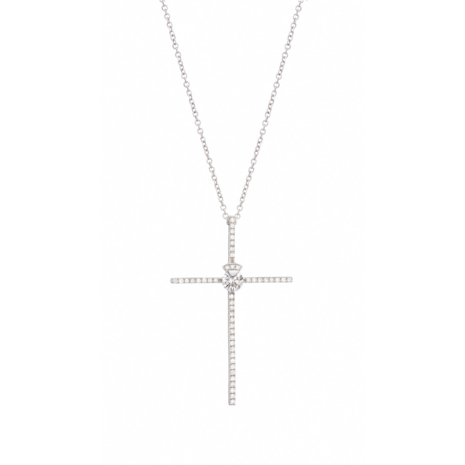 WHITE GOLD CROSS WITH DIAMONDS