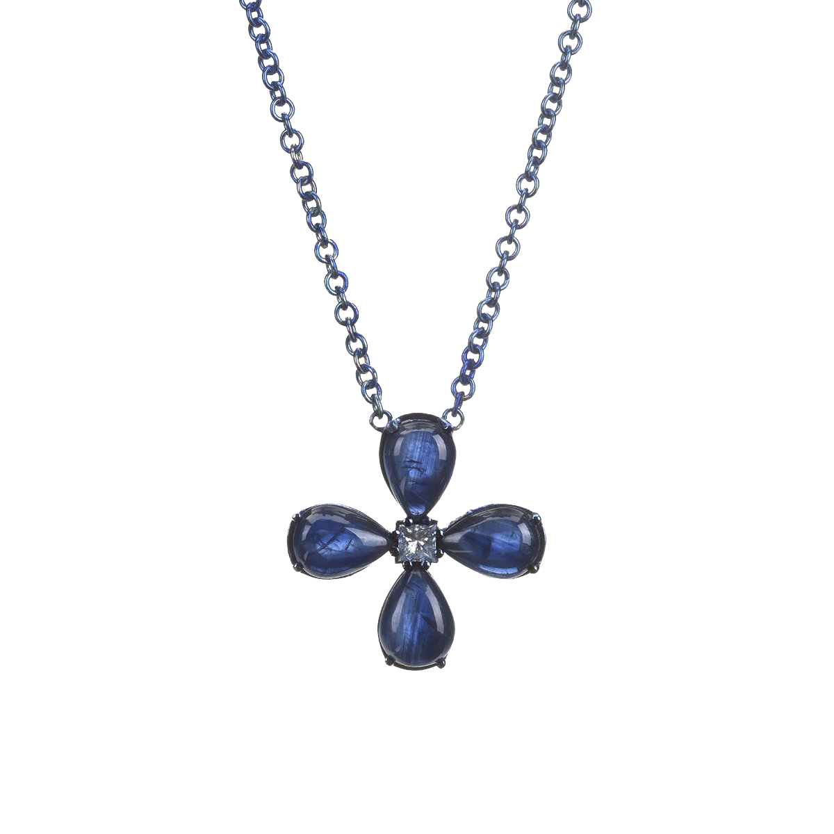 GOLD CROSS K18 WITH SAPPHIRES