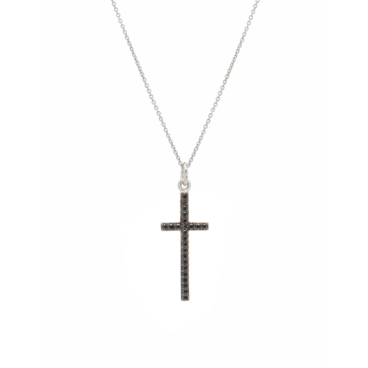 BLACK DIAMOND CROSS WHITE GOLD K9 WITH CHAIN