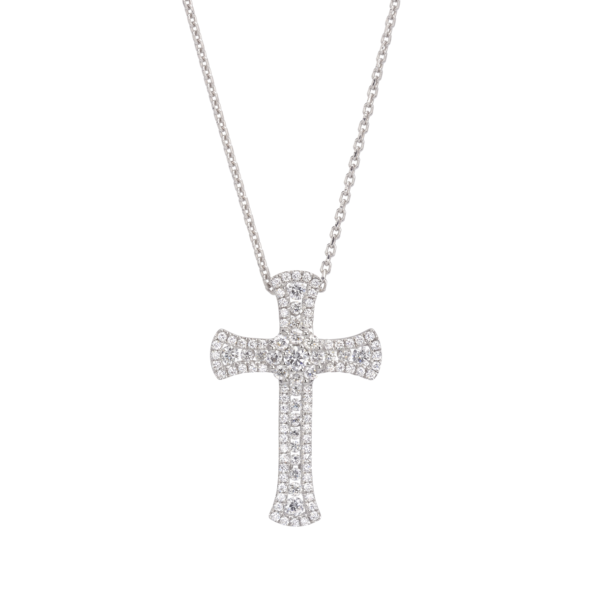 WHITE GOLD CROSS WITH DIAMONDS AND CHAIN
