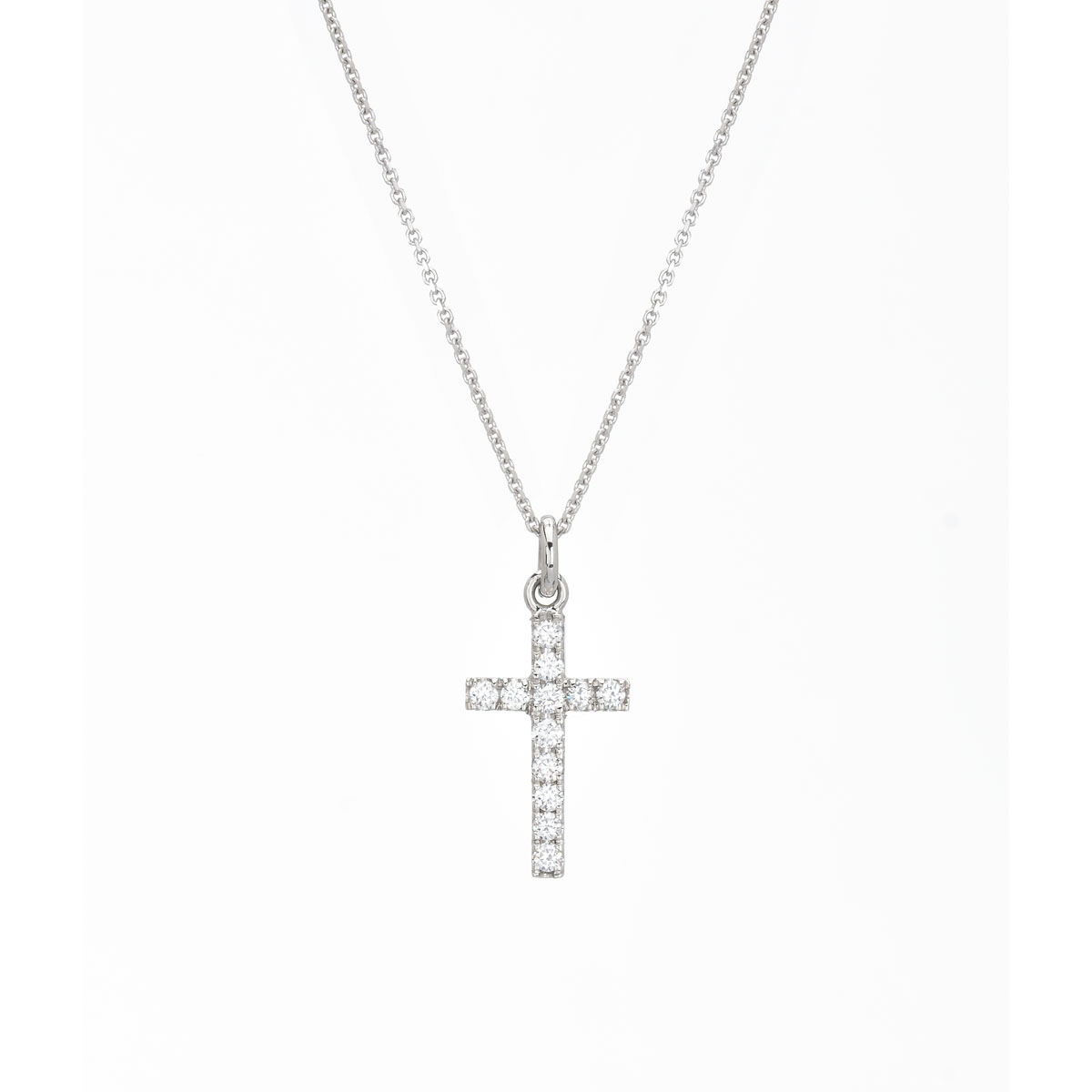 DIAMOND CROSS WITH CHAIN WHITE GOLD
