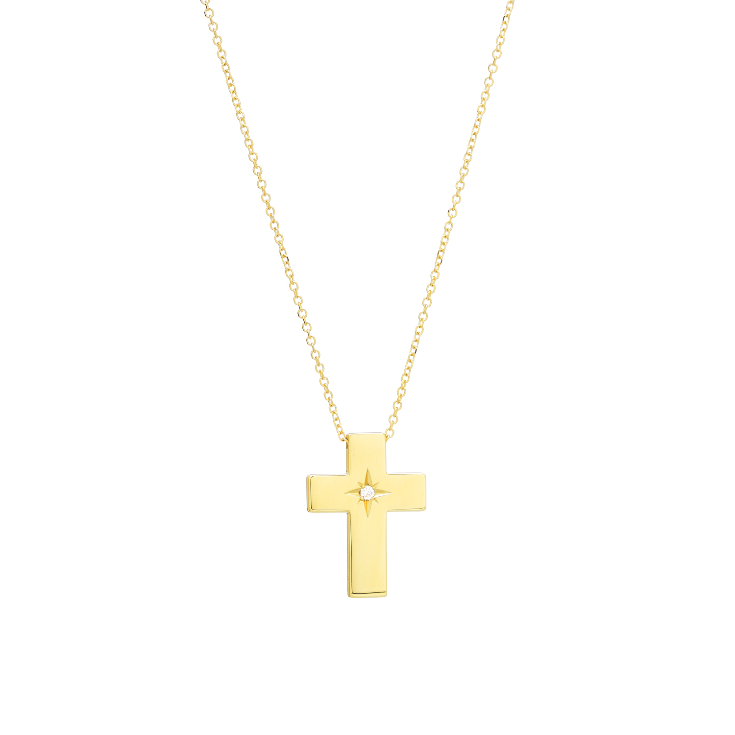 DIAMOND CROSS 14K YELLOW GOLD