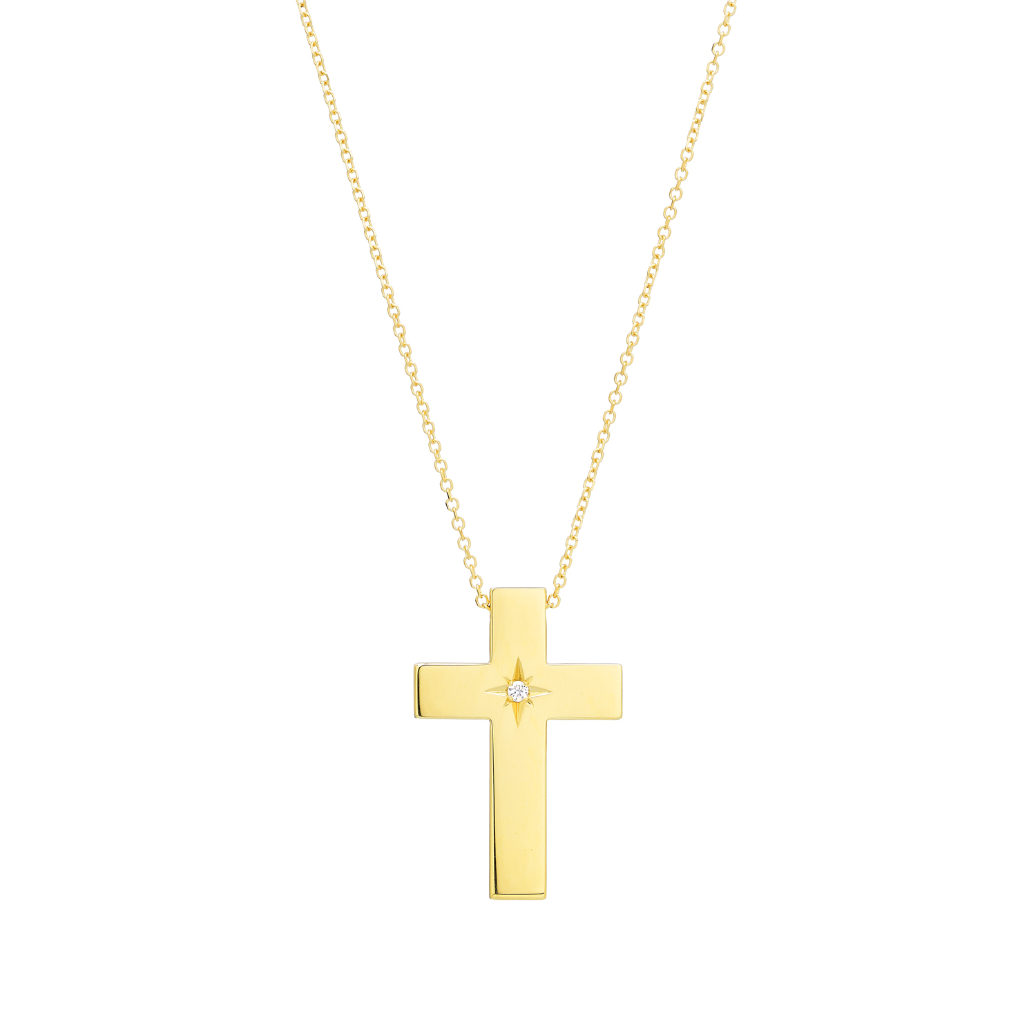 DIAMOND CROSS 14K YELLOW GOLD