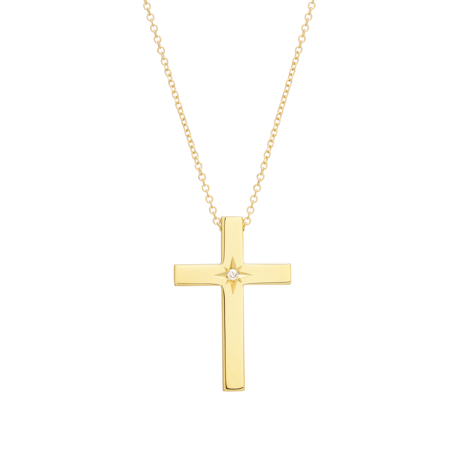 DIAMOND CROSS 14K YELLOW GOLD