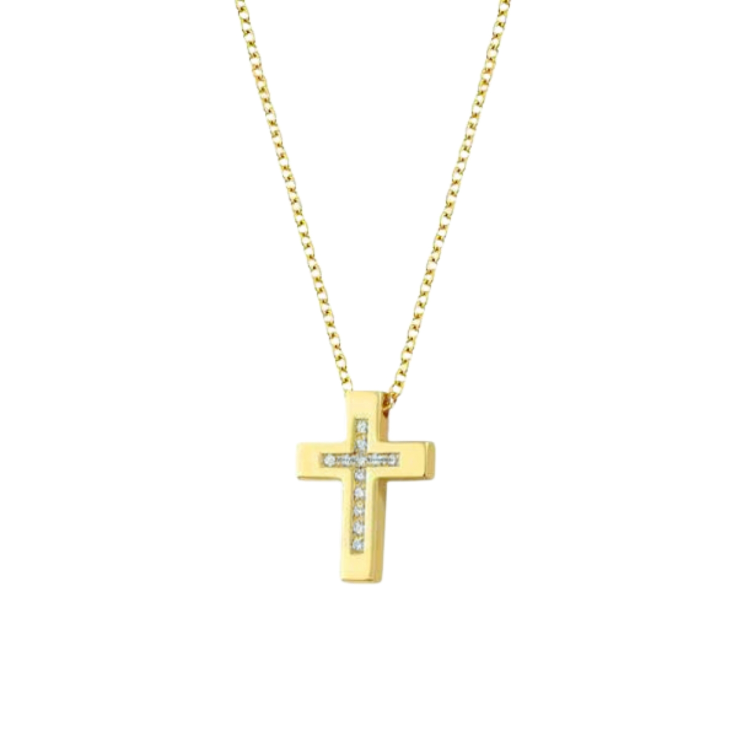Κ14 GOLD CROSS WITH DIAMONDS