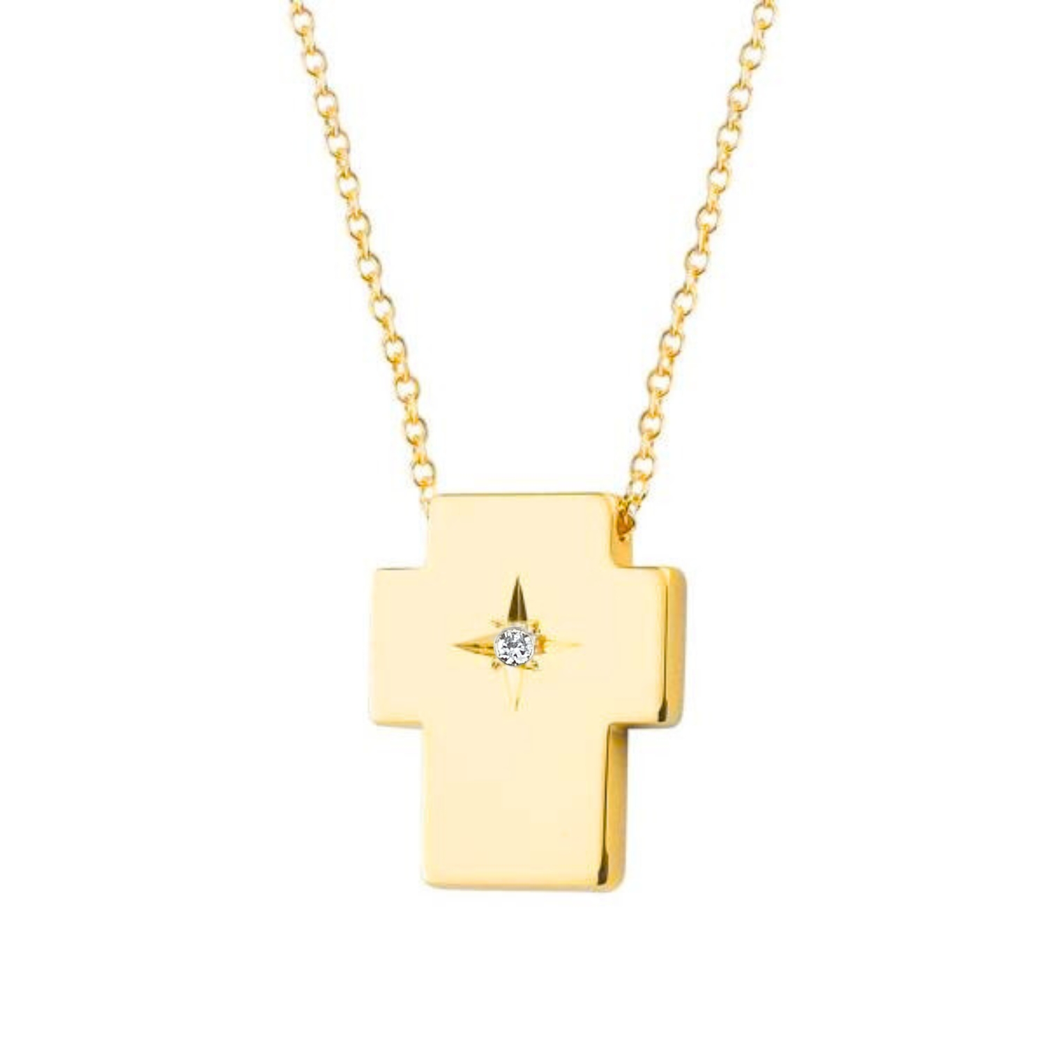 K14 GOLD CROSS WITH DIAMOND