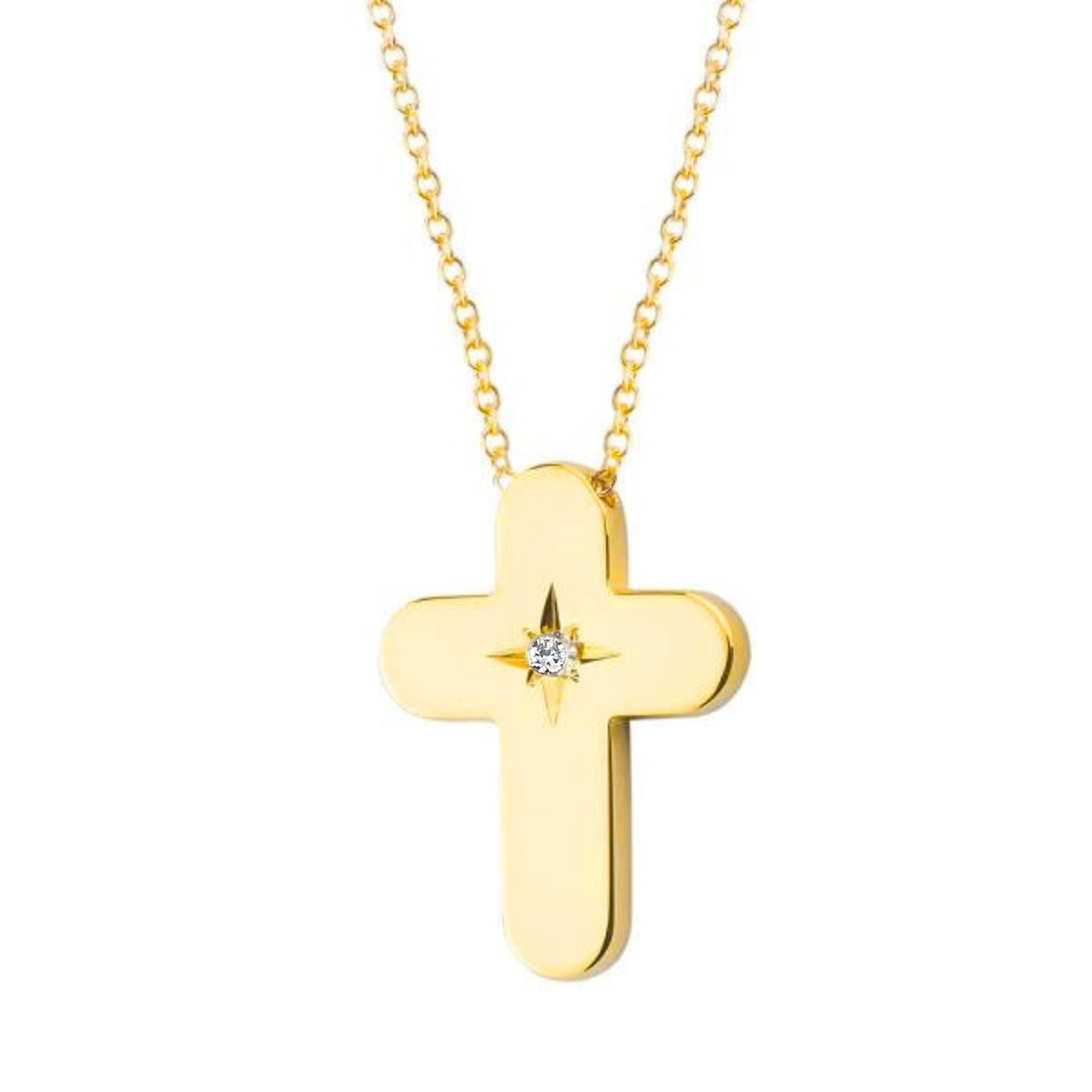 K14 GOLD CROSS WITH DIAMOND