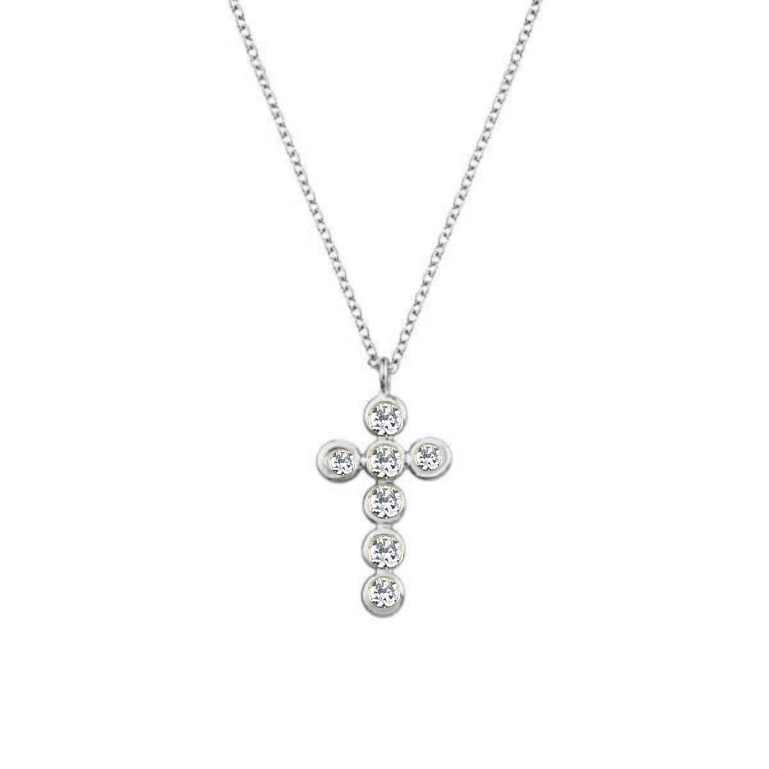Κ14 WHITE GOLD CROSS WITH DIAMONDS